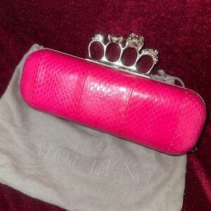 Alexander Mcqueen Pink Clutch with Silver Accents